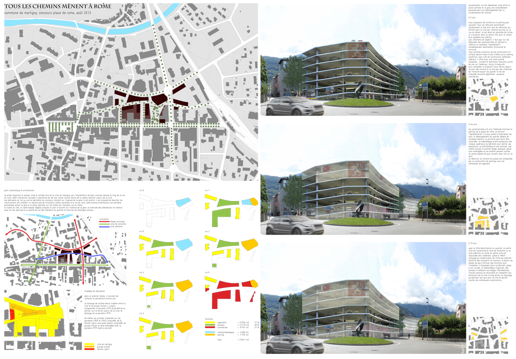 reorganisation of the place de rome, martigny, competition entry