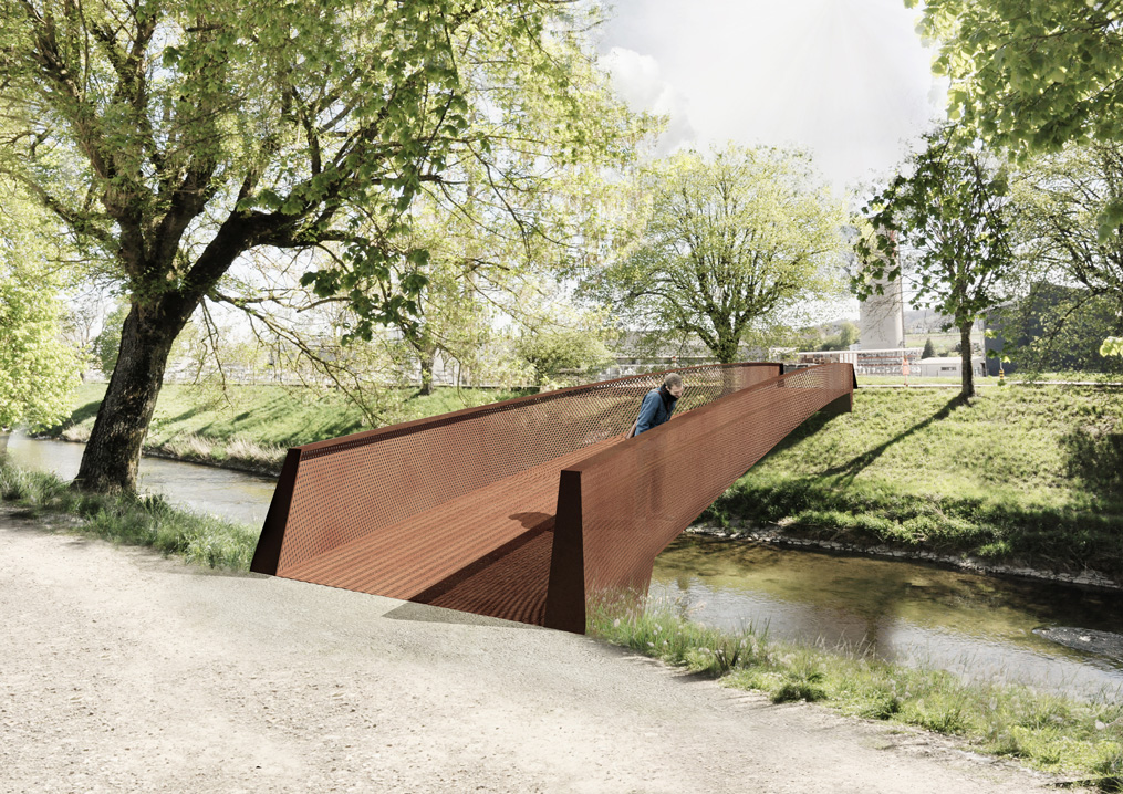 nouvelle passerelle piétonnière sur la broye à payerne, concours, 1er prix