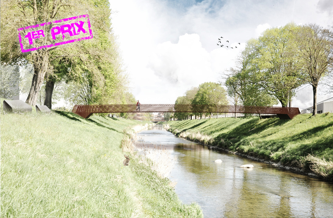 nouvelle passerelle piétonnière sur la broye à payerne, concours, 1er prix
