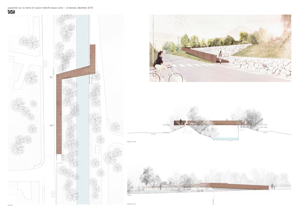 passerelle sur la lienne et la liaison mobilité douce uvrier - st-léonard, concours