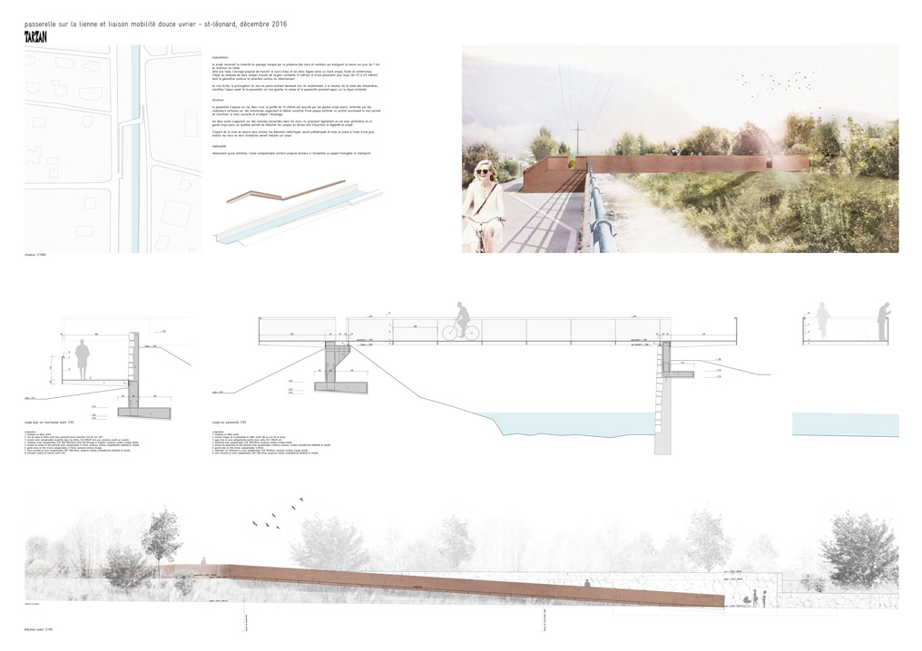 passerelle sur la lienne et la liaison mobilité douce uvrier - st-léonard, concours