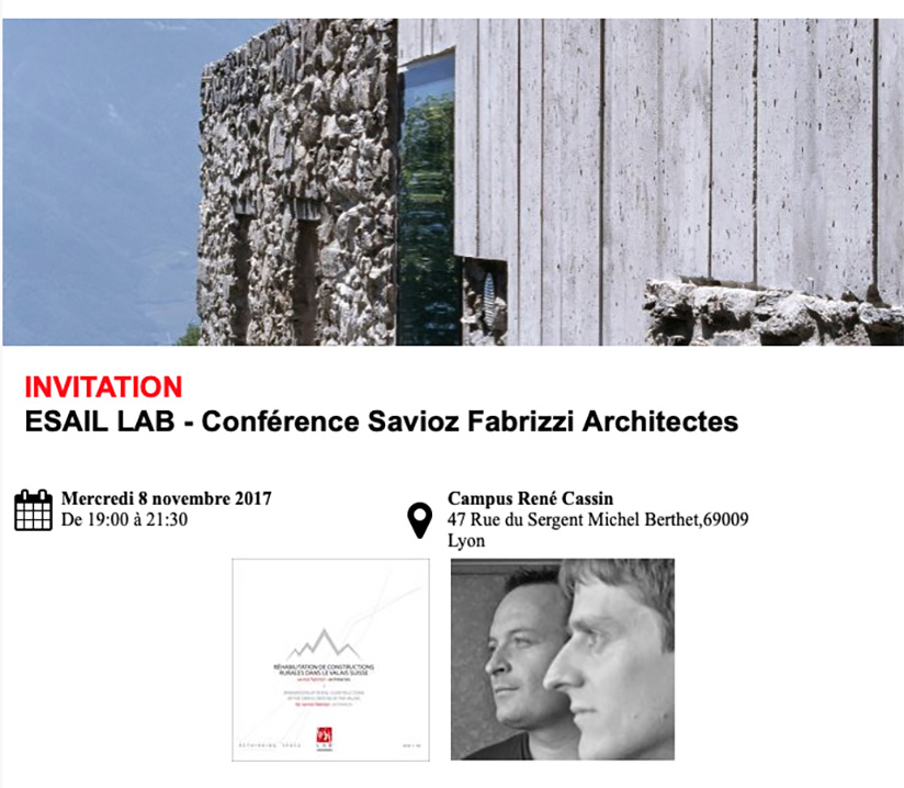 invitation -esail lab-conférence savioz fabrizzi architectes, lyon, 08.11.17