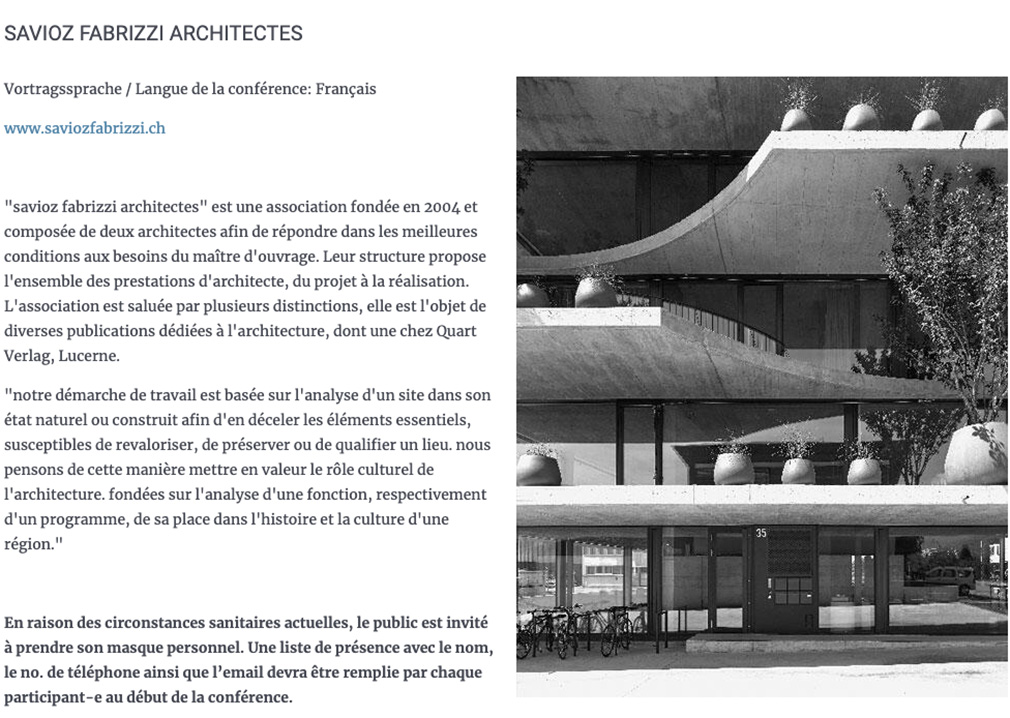 conférence-architekturforum de l'architecture, maison farel, biel/bienne, 14.09.2020