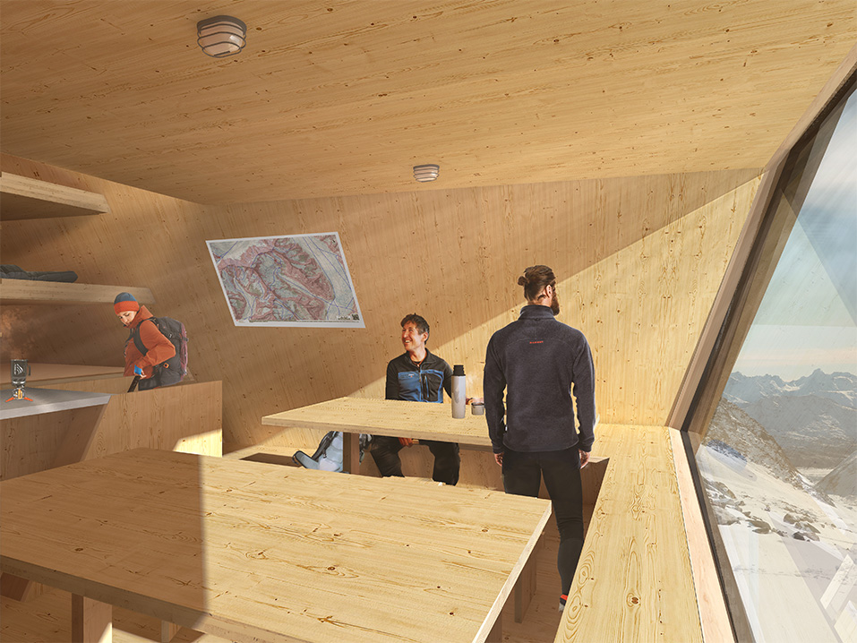 reconstruction du bivouac mittelaletsch, cas section les diablerets, concours, 1er prix