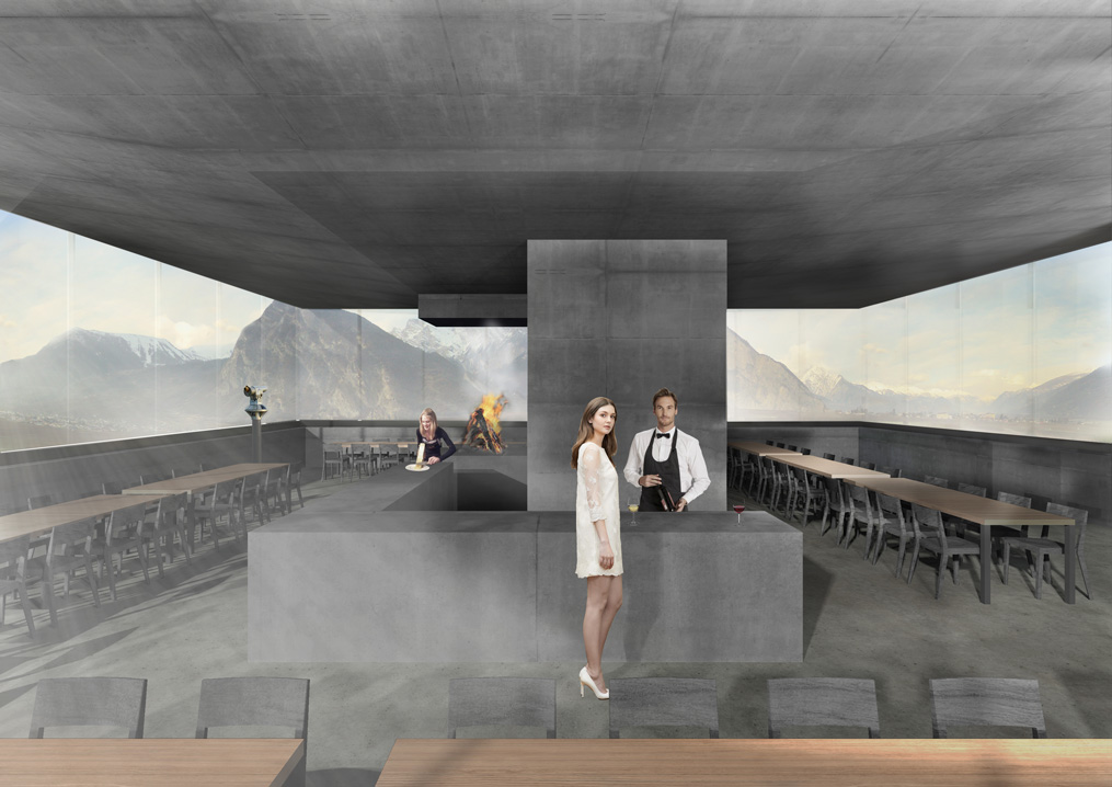 enlargement of the cave du grand brûlé winery at leytron, 1st prize in competition