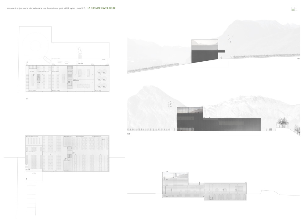 enlargement of the cave du grand brûlé winery at leytron, 1st prize in competition