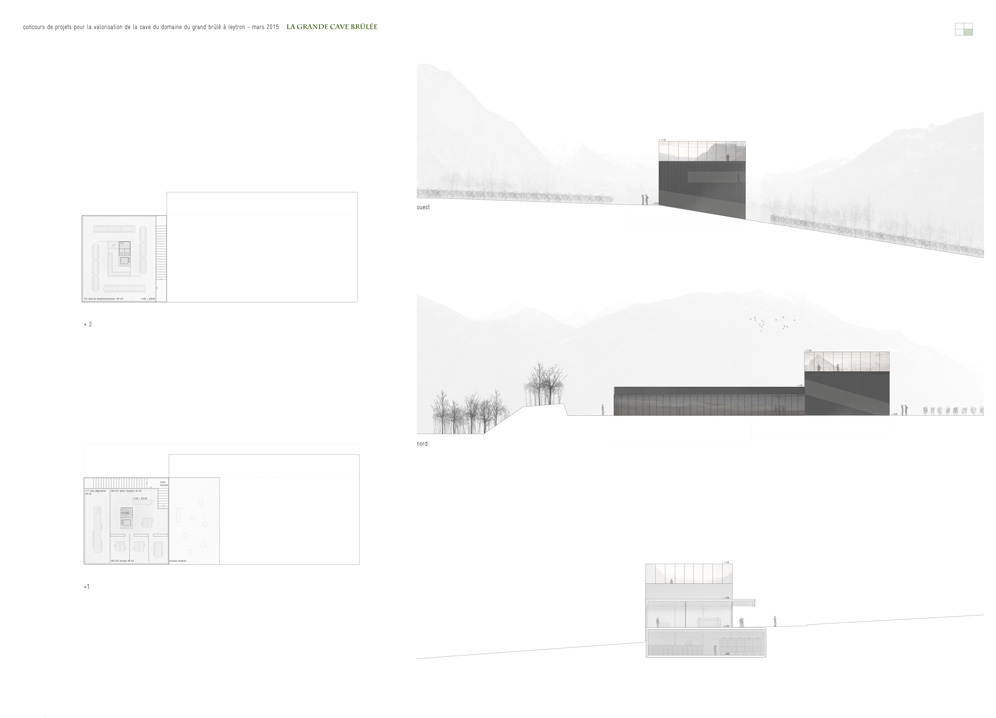 enlargement of the cave du grand brûlé winery at leytron, 1st prize in competition