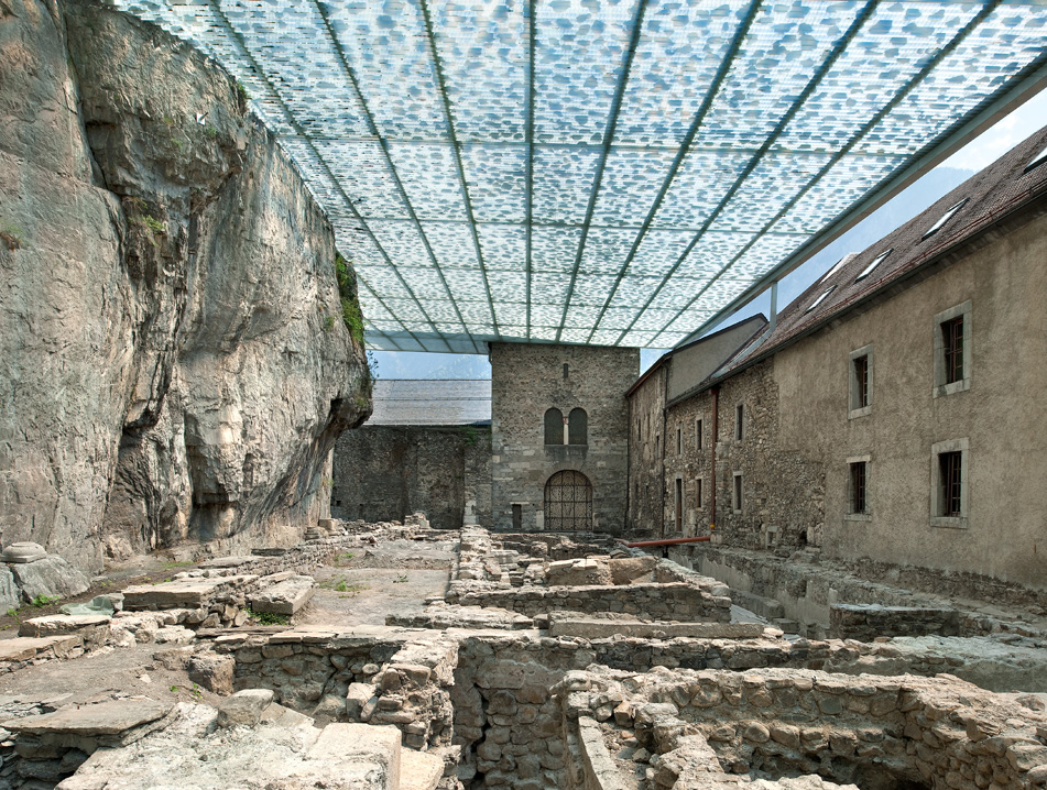 überdachung der archäologischen ruinen, st-maurice
