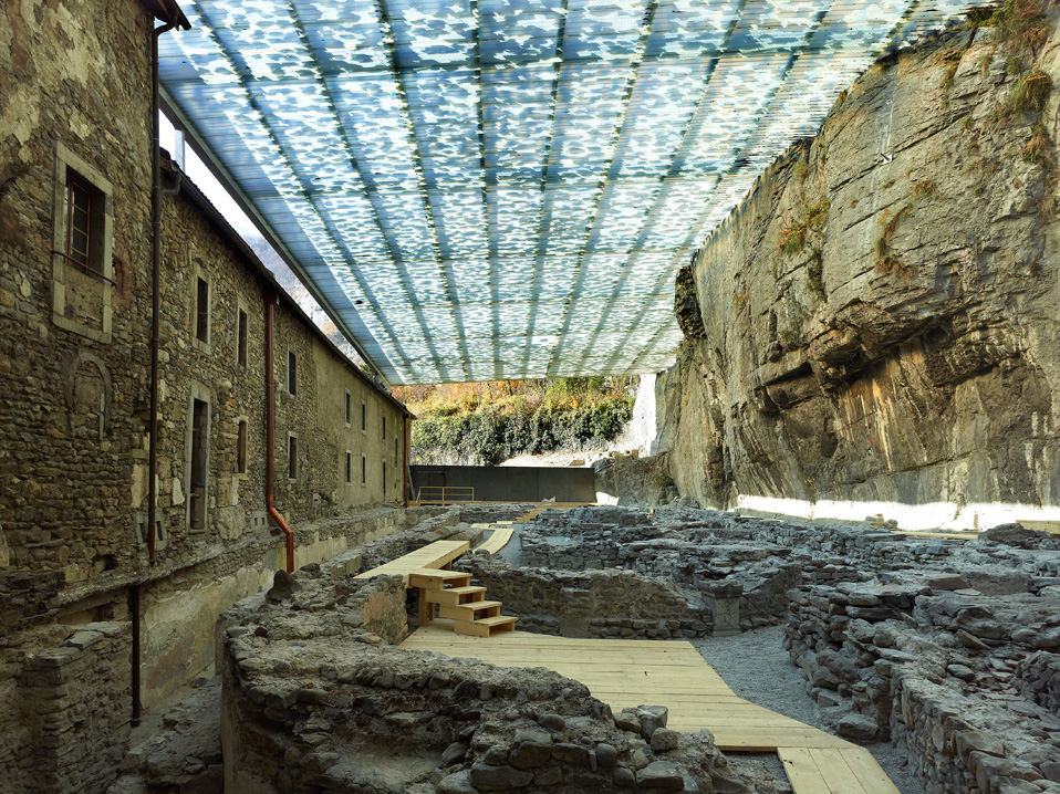 überdachung der archäologischen ruinen, st-maurice
