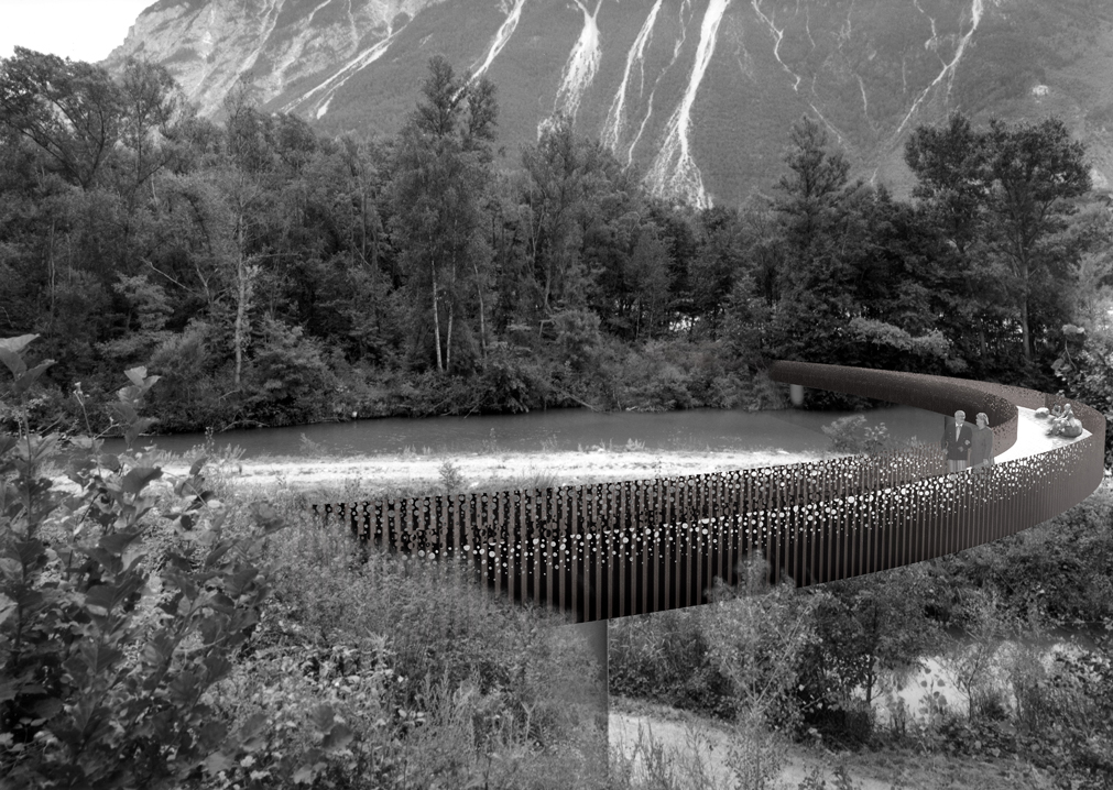 fussgängerbrücke über die rhone, pfyn wald, siders, wettbewerb, 1. rang