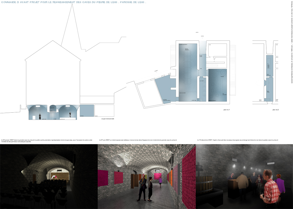 réaménagement des caves du prieuré, lens, transformation, concours