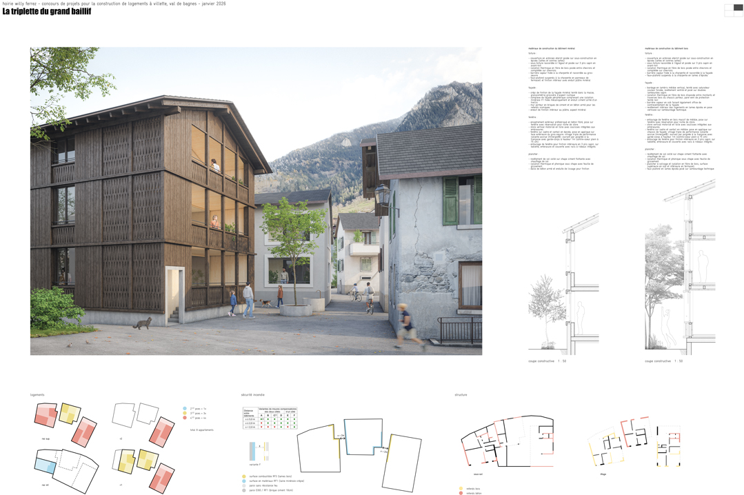 logements à la villette, val de bagnes - concours 2ème prix