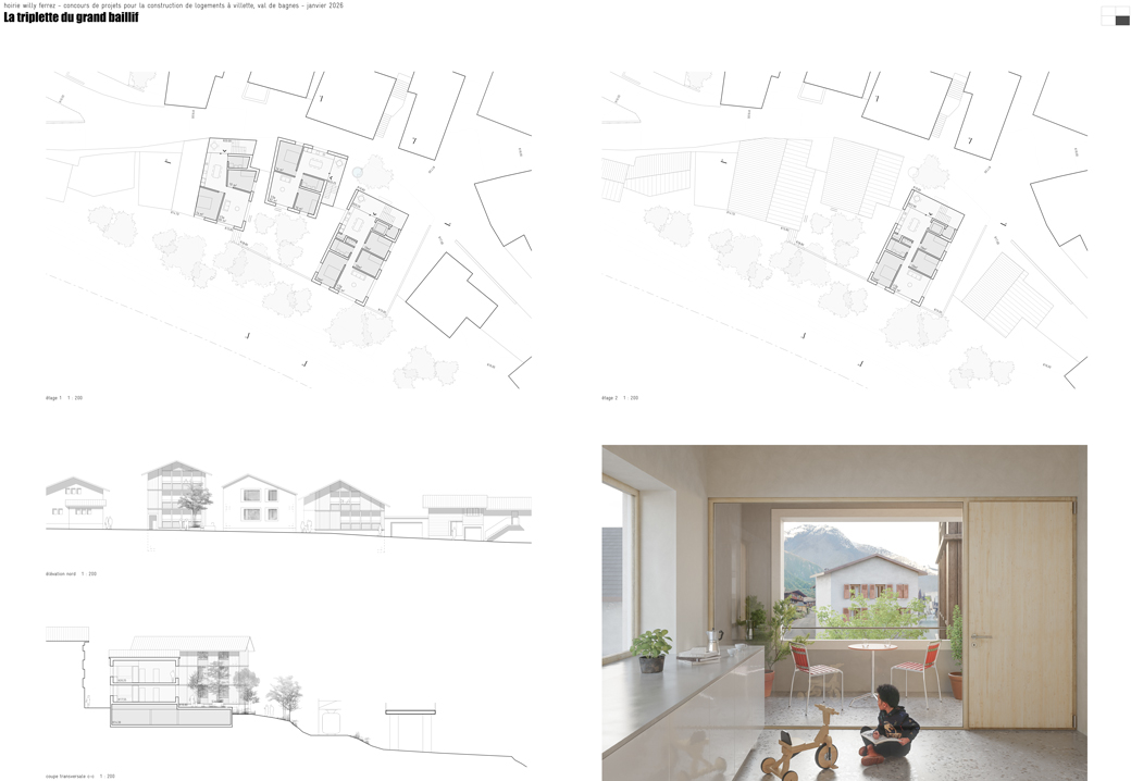 logements à la villette, val de bagnes - concours 2ème prix